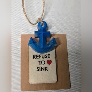 Blue Resin Anchor Ornament Tag 2x2 Handmade With Love